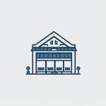 Illustration of a simple storefront with large windows and a triangular roof, representing online marketplaces